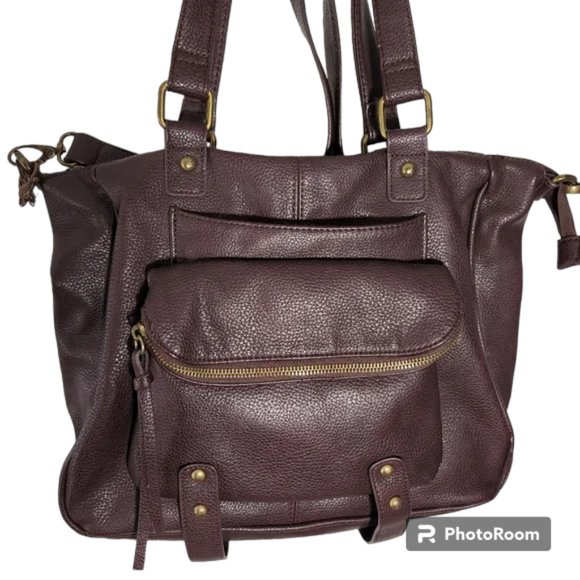 Designer Burgundy Faux Leather Crossbody or Shoulder Bag Pocketbook Purse - Picture 1 of 9